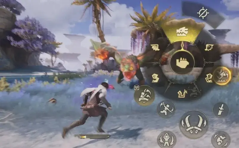 Monster Hunter Outlanders lock-on wheel for selecting a monster body part