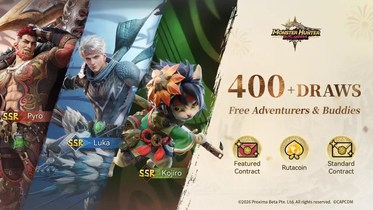 Season 0 Twin Suns and Land of Radiance rewards preview featuring Luka, Pyro, and Kojiro